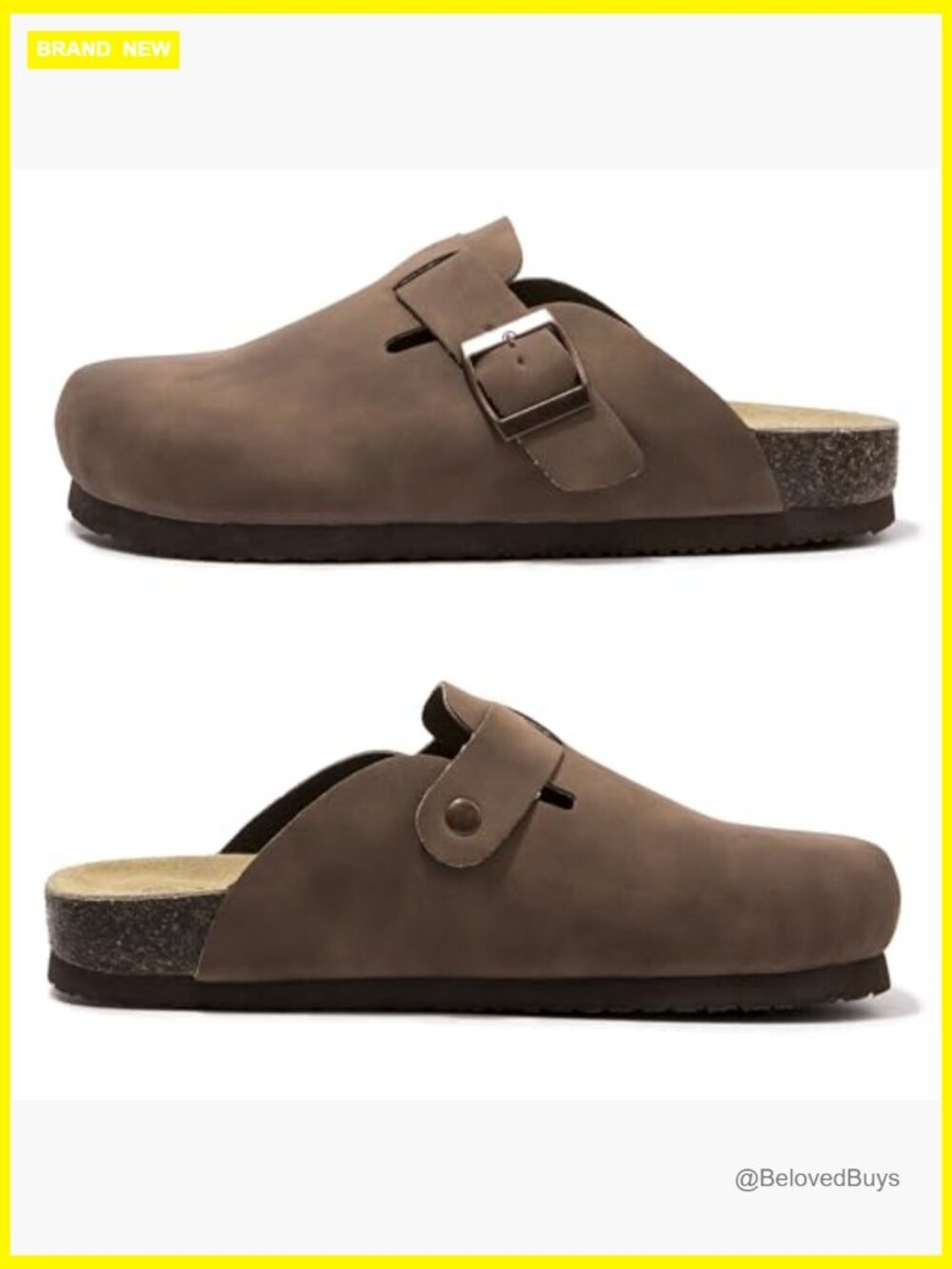 Suede Clogs with Cork Footbed Arch Support Slip On Mules - Picture 3 of 7
